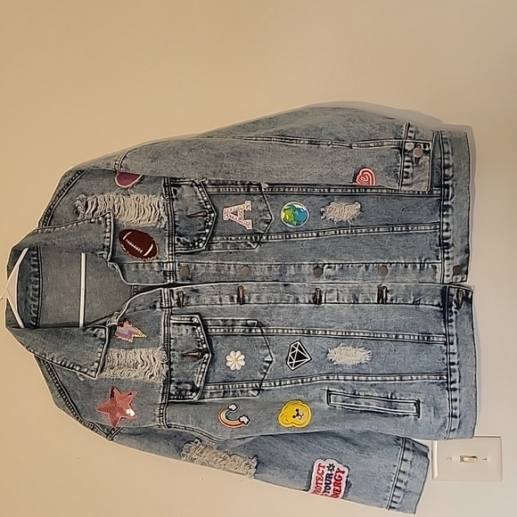 Jackets & Blazers - Denim Jacket for Football Mom with Football-Inspired Appliqués